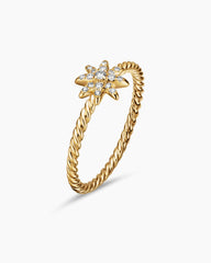 Petite Starburst Station Ring in 18K Yellow Gold with Diamonds, 7.5mm
