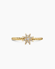 Petite Starburst Station Ring in 18K Yellow Gold with Diamonds, 7.5mm