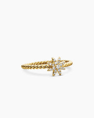 Petite Starburst Station Ring in 18K Yellow Gold with Diamonds, 7.5mm