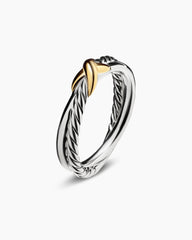 Petite X Ring in Sterling Silver with 18K Yellow Gold, 4mm