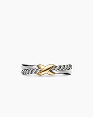 Petite X Ring in Sterling Silver with 18K Yellow Gold, 4mm