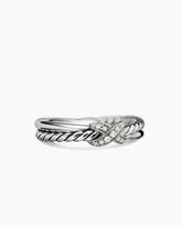 Petite X Ring in Sterling Silver with Diamonds, 4mm