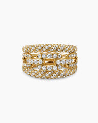 Stax Three Row Ring in 18K Yellow Gold with Diamonds, 14mm