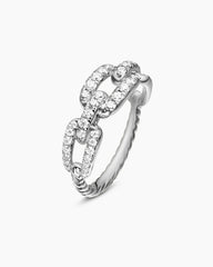 Stax Chain Link Ring in 18K White Gold with Diamonds, 7mm