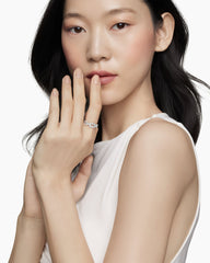 Stax Chain Link Ring in 18K White Gold with Diamonds, 7mm