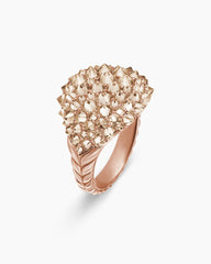 Reverse Set Pavé Pinky Ring in 18K Rose Gold with Cognac Diamonds, 14mm