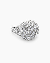 Reverse Set Pavé Pinky Ring in 18K White Gold with Diamonds, 14mm