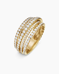 Pavé Crossover Ring in 18K Yellow Gold with Diamonds, 11mm