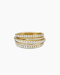 Pavé Crossover Ring in 18K Yellow Gold with Diamonds, 11mm