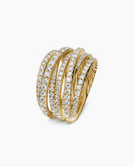 Pavé Crossover Ring in 18K Yellow Gold with Diamonds, 16mm