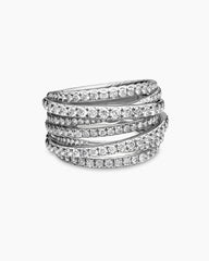 Pavé Crossover Ring in 18K White Gold with Diamonds, 16mm