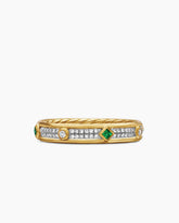 Modern Renaissance® Band Ring in 18K Yellow Gold with Diamonds and Emeralds, 4mm