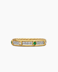 Modern Renaissance® Band Ring in 18K Yellow Gold with Diamonds and Emeralds, 4mm