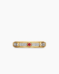 Modern Renaissance® Band Ring in 18K Yellow Gold with Diamonds and Rubies, 4mm