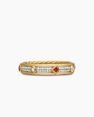 Modern Renaissance® Band Ring in 18K Yellow Gold with Diamonds and Rubies, 4mm
