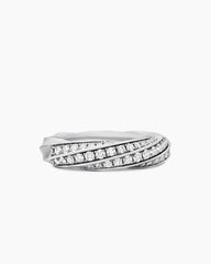 Cable Edge® Band Ring in Sterling Silver with Diamonds, 5mm