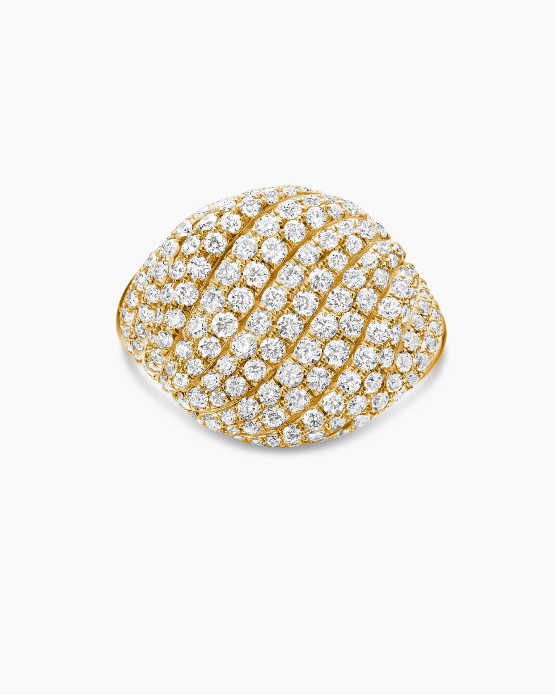 Sculpted Cable Pinky Ring in 18K Yellow Gold with Diamonds, 13mm