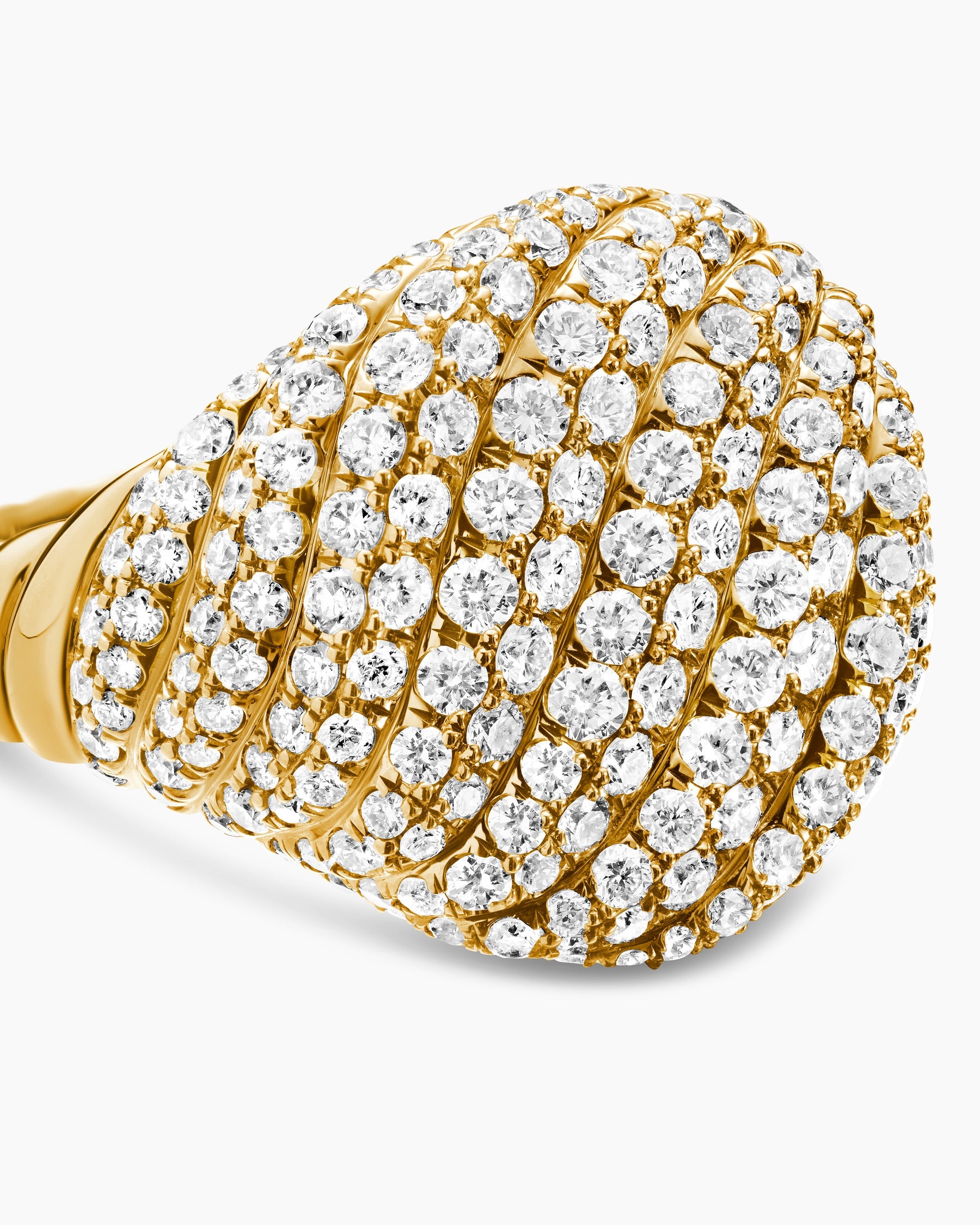 Sculpted Cable Pinky Ring in 18K Yellow Gold with Diamonds, 13mm
