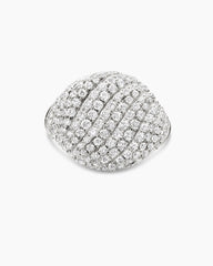Sculpted Cable Pinky Ring in 18K White Gold with Diamonds, 13mm