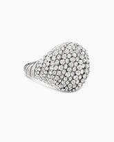Sculpted Cable Pinky Ring in 18K White Gold with Diamonds, 13mm