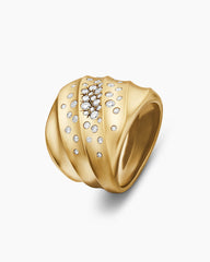 Cable Edge® Saddle Ring in 18K Yellow Gold with Diamonds, 18.8mm