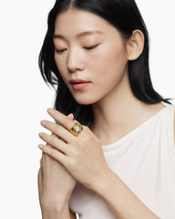 Cable Edge® Saddle Ring in 18K Yellow Gold with Diamonds, 18.8mm