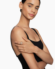 Reverse Set Pavé Signet Ring in 18K Rose Gold with Cognac Diamonds, 17.5mm