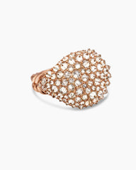 Reverse Set Pavé Signet Ring in 18K Rose Gold with Cognac Diamonds, 17.5mm