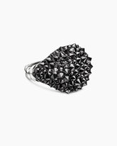 Reverse Set Pavé Signet Ring in 18K White Gold with Black Diamonds, 17.5mm