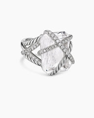 Cable Wrap Ring in Sterling Silver with Crystal and Diamonds, 20.4mm