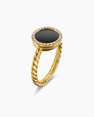 Petite DY Elements® Ring in 18K Yellow Gold with Black Onyx and Diamonds, 11.3mm