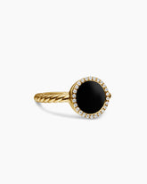 Petite DY Elements® Ring in 18K Yellow Gold with Black Onyx and Diamonds, 11.3mm