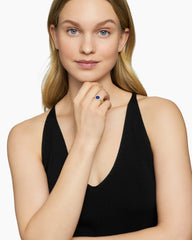 Petite DY Elements® Ring in 18K Yellow Gold with Lapis and Diamonds, 11.3mm