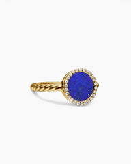 Petite DY Elements® Ring in 18K Yellow Gold with Lapis and Diamonds, 11.3mm