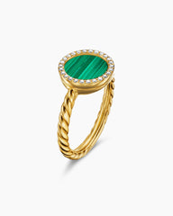 Petite DY Elements® Ring in 18K Yellow Gold with Malachite and Diamonds, 11.3mm