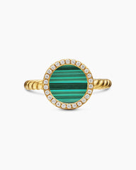 Petite DY Elements® Ring in 18K Yellow Gold with Malachite and Diamonds, 11.3mm
