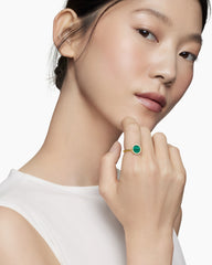 Petite DY Elements® Ring in 18K Yellow Gold with Malachite and Diamonds, 11.3mm