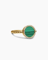 Petite DY Elements® Ring in 18K Yellow Gold with Malachite and Diamonds, 11.3mm