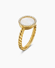Petite DY Elements® Ring in 18K Yellow Gold with Mother of Pearl and Diamonds, 11.3mm