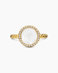 Petite DY Elements® Ring in 18K Yellow Gold with Mother of Pearl and Diamonds, 11.3mm