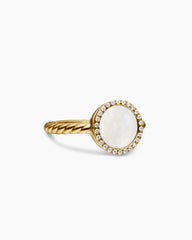 Petite DY Elements® Ring in 18K Yellow Gold with Mother of Pearl and Diamonds, 11.3mm