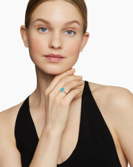 Petite DY Elements® Ring in 18K Yellow Gold with Turquoise and Diamonds, 11.3mm