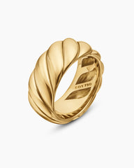 Sculpted Cable Band Ring in 18K Yellow Gold, 9mm