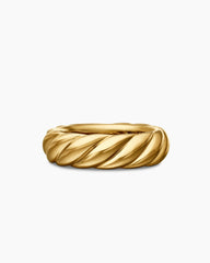 Sculpted Cable Band Ring in 18K Yellow Gold, 6mm