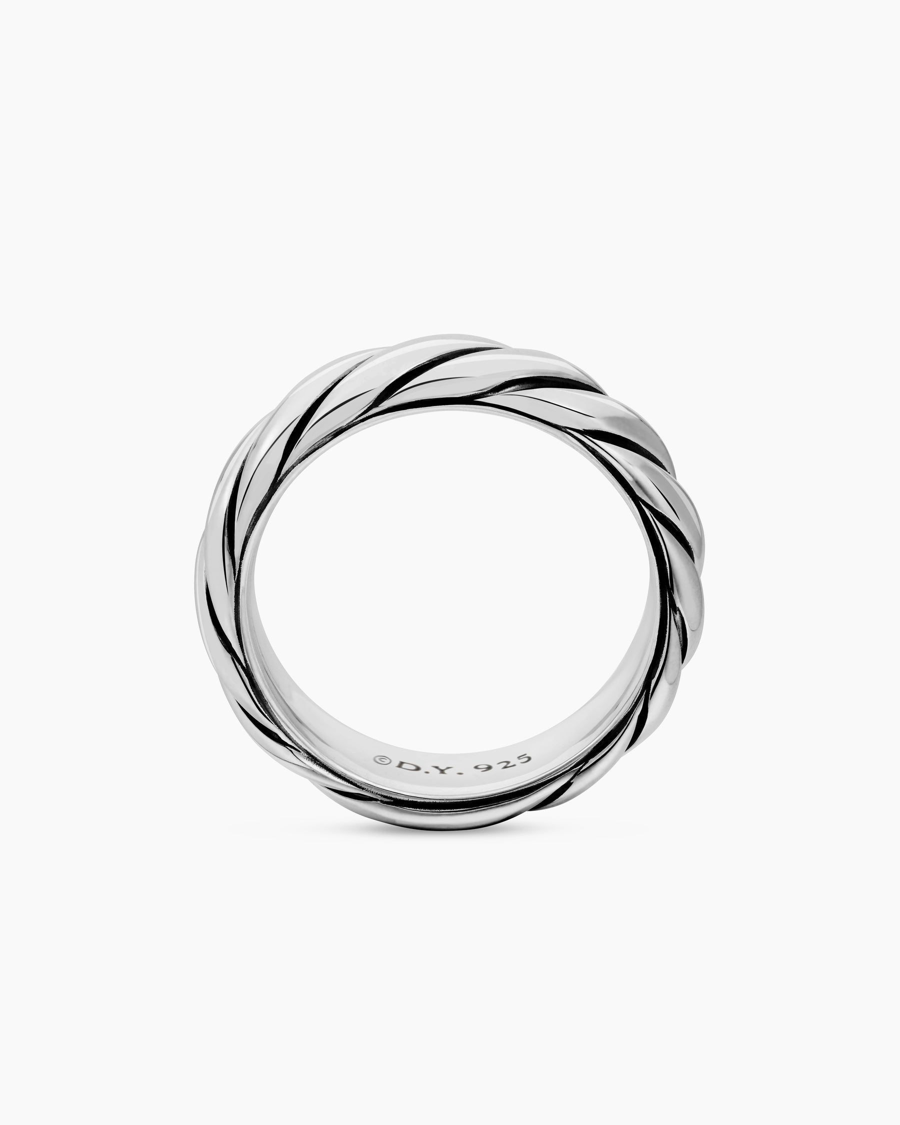 Sculpted Cable Band Ring in Sterling Silver, 6mm