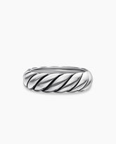 Sculpted Cable Band Ring in Sterling Silver, 6mm