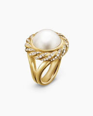 Pearl Classics Cable Halo Ring in 18K Yellow Gold with Diamonds, 21mm