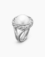 Pearl Classics Cable Halo Ring in Sterling Silver with Diamonds, 21mm