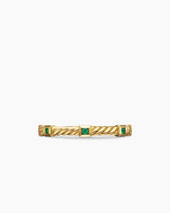 Cable Collectibles® Stack Ring in 18K Yellow Gold with Emeralds, 2mm