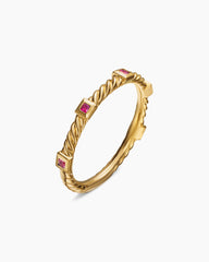 Cable Collectibles® Stack Ring in 18K Yellow Gold with Rubies, 2mm